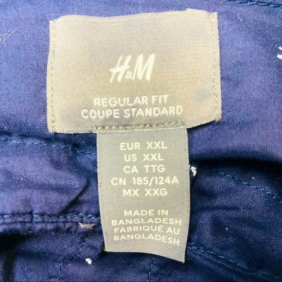 H&M Navy with Palm Trees Men's short sleeve button up shirt - Picture 6 of 7